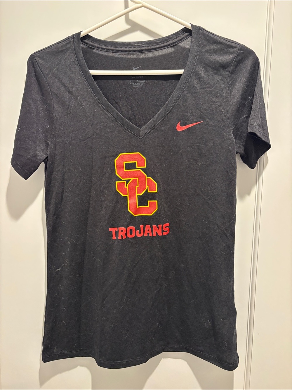 Nike Black USC Trojans V-Neck Tee with Red & Yellow Logo